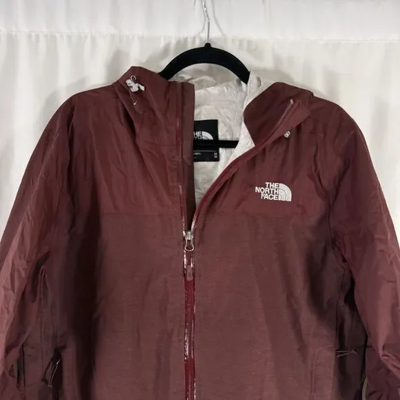 North Face Dryvent Jacket Men's Medium Burgundy Red Full Zip Hooded Zip Pits - Picture 2 of 11